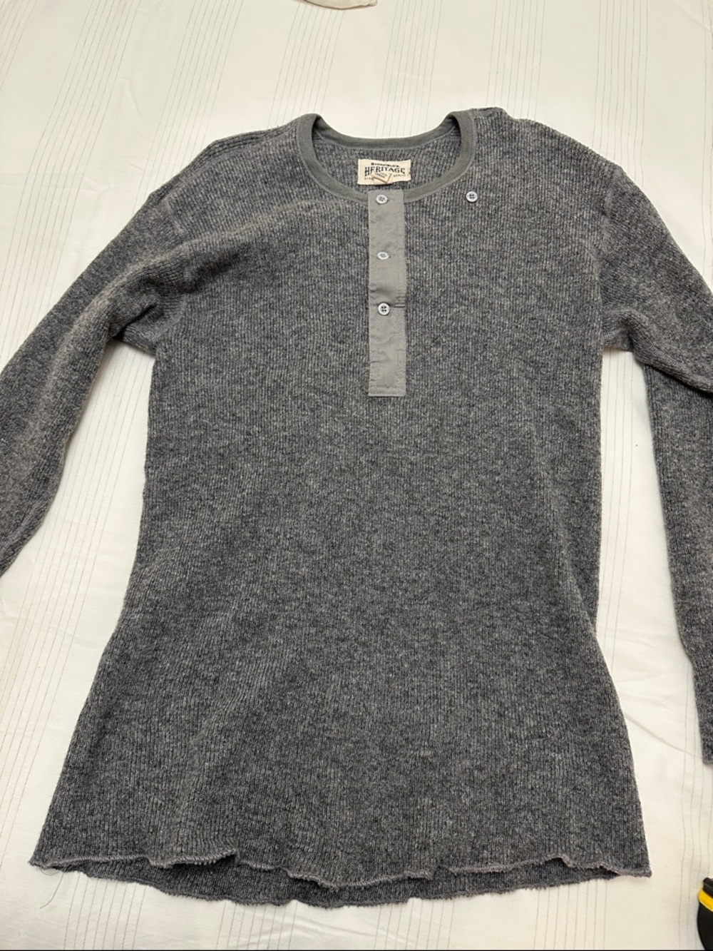 Stanfield Heritage Charcoal Gray Thermal Henley Long Sleeve Shirt